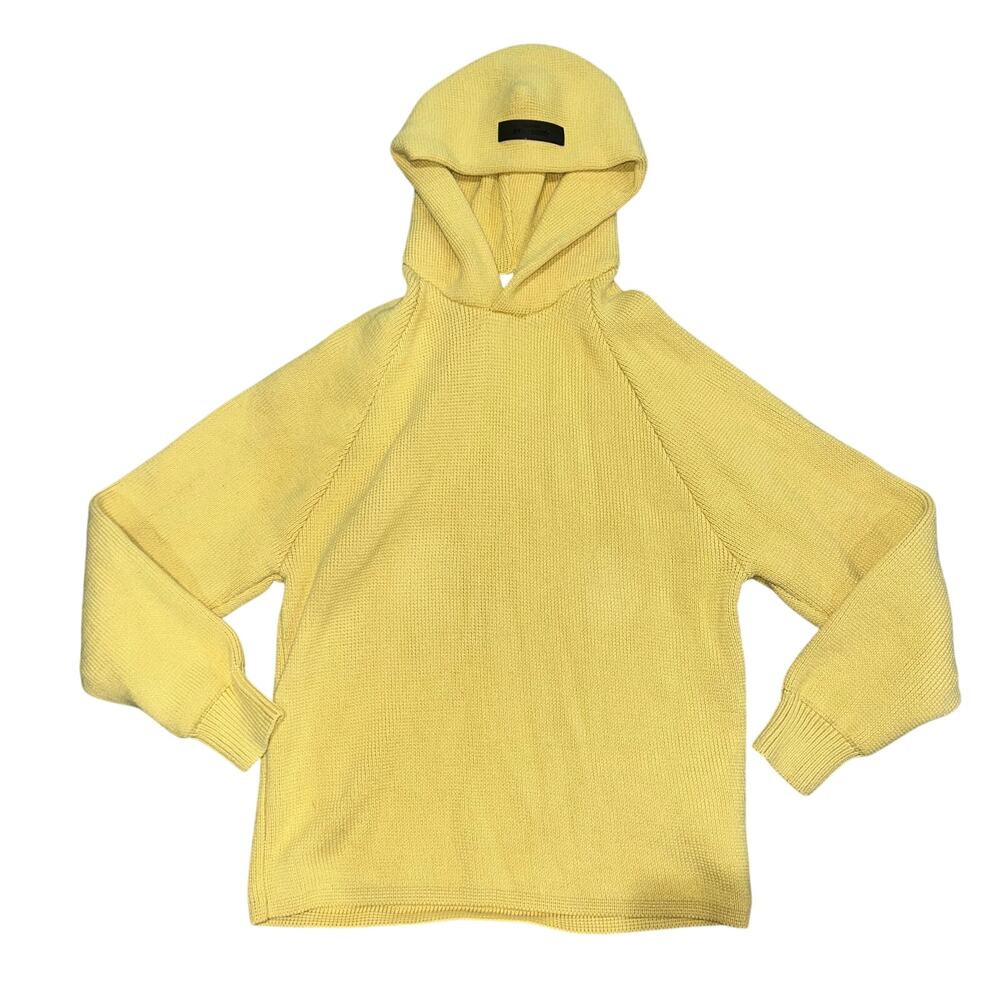 Fear of God Essentials Kids Yellow Knit Hoodie Size 8 | Cozy Pullover Sweater